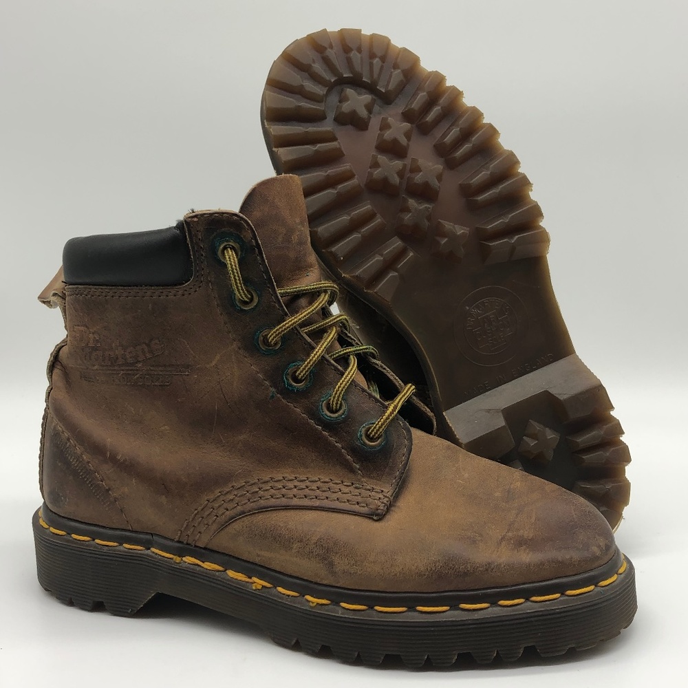 Vintage Dr Martens 1460 Wmns Sz 7.5 90s Aztec Crazy Horse Brown Leather Boots